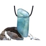 Fluorit blau "Regenbogenkristall" XXXL Schmuckstein / Trommelstein gebohrt - AA-Sonderqualität - Handarbeit - ca. 5,6 cm x 2,2 cm x 1,8 cm