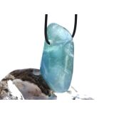 Fluorit blau "Regenbogenkristall" XXXL Schmuckstein / Trommelstein gebohrt - AA-Sonderqualität - Handarbeit - ca. 5,6 cm x 2,2 cm x 1,8 cm