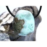 Larimar XL Trommelstein gebohrt (Pektolith blau) - Rarität - ca. 3,6 cm x 3 cm x 1,7 cm