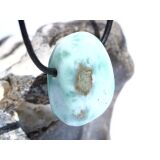 Larimar XL Trommelstein gebohrt (Pektolith blau) - Rarität - ca. 3,6 cm x 3 cm x 1,7 cm