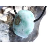 Larimar XL Trommelstein gebohrt (Pektolith blau) - Rarität - ca. 3,6 cm x 3 cm x 1,7 cm