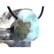 Larimar XL Trommelstein gebohrt (Pektolith blau) - Rarität - ca. 3,6 cm x 3 cm x 1,7 cm