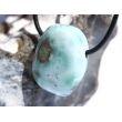 Larimar XL Trommelstein gebohrt (Pektolith blau) - Rarität - ca. 3,6 cm x 3 cm x 1,7 cm