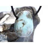 Larimar XL Trommelstein gebohrt (Pektolith blau) - Rarität - ca. 3,6 cm x 2,8 cm x 1,6 cm