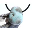 Larimar XL Trommelstein gebohrt (Pektolith blau) - Rarität - ca. 3,6 cm x 2,8 cm x 1,6 cm
