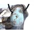 Larimar XL Trommelstein gebohrt (Pektolith blau) - Rarität - ca. 3,6 cm x 2,8 cm x 1,6 cm