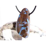 Boulderopal (Edelopal) XXL Schmuckstein Cabochon / Scheibenstein gebohrt - Rarität - Sonderqualität - Handarbeit - ca. 4 cm x 2,1 cm x 0,8 cm