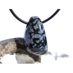 Schneeflockenobsidian Schmuckstein / Trommelstein gebohrt - Sonderqualit�t - ca. 2,7 cm x 1,6 cm x 1,5 cm