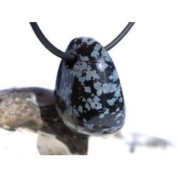Schneeflockenobsidian Schmuckstein / Trommelstein gebohrt - Sonderqualit�t - ca. 2,7 cm x 1,6 cm x 1,5 cm