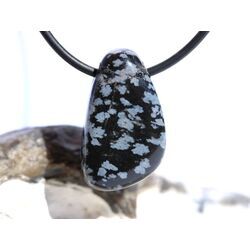 Schneeflockenobsidian Schmuckstein / Trommelstein gebohrt - Sonderqualit�t - ca. 2,7 cm x 1,6 cm x 1,5 cm