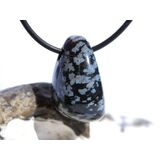 Schneeflockenobsidian Schmuckstein / Trommelstein gebohrt...