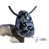 Schneeflockenobsidian Schmuckstein / Trommelstein gebohrt...