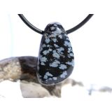 Schneeflockenobsidian Schmuckstein / Trommelstein gebohrt - Sonderqualität - ca. 2,7 cm x 1,6 cm x 1,5 cm