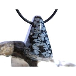 Schneeflockenobsidian Schmuckstein / Trommelstein gebohrt - Sonderqualit�t - ca. 3,2 cm x 2,1 cm x 1,6 cm