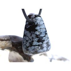 Schneeflockenobsidian Schmuckstein / Trommelstein gebohrt - Sonderqualit�t - ca. 3,2 cm x 2,1 cm x 1,6 cm