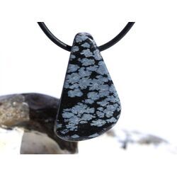Schneeflockenobsidian Schmuckstein / Trommelstein gebohrt - Sonderqualit�t - ca. 3,2 cm x 2,1 cm x 1,6 cm