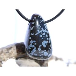 Schneeflockenobsidian Schmuckstein / Trommelstein gebohrt - Sonderqualit�t - ca. 3 cm x 1,9 cm x 1,5 cm