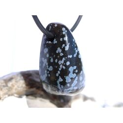 Schneeflockenobsidian Schmuckstein / Trommelstein gebohrt - Sonderqualit�t - ca. 3 cm x 1,9 cm x 1,5 cm