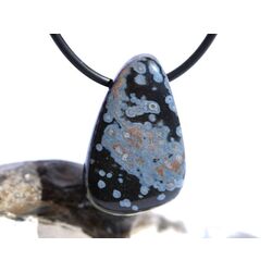 Schneeflockenobsidian Schmuckstein / Trommelstein gebohrt - Sonderqualit�t - ca. 3 cm x 1,9 cm x 1,5 cm