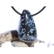 Schneeflockenobsidian Schmuckstein / Trommelstein gebohrt - Sonderqualität - ca. 3 cm x 1,9 cm x 1,5 cm