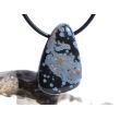 Schneeflockenobsidian Schmuckstein / Trommelstein gebohrt - Sonderqualität - ca. 3 cm x 1,9 cm x 1,5 cm