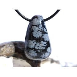 Schneeflockenobsidian Schmuckstein / Trommelstein gebohrt - Sonderqualit�t - ca. 2,9 cm x 1,7 cm x 1,3 cm