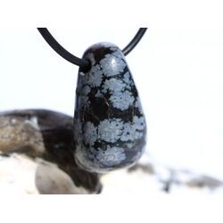 Schneeflockenobsidian Schmuckstein / Trommelstein gebohrt - Sonderqualit�t - ca. 2,9 cm x 1,7 cm x 1,3 cm