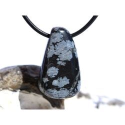 Schneeflockenobsidian Schmuckstein / Trommelstein gebohrt - Sonderqualit�t - ca. 2,9 cm x 1,7 cm x 1,3 cm
