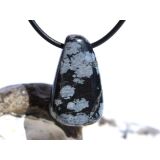 Schneeflockenobsidian Schmuckstein / Trommelstein gebohrt - Sonderqualität - ca. 2,9 cm x 1,7 cm x 1,3 cm