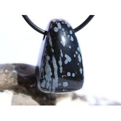 Schneeflockenobsidian Schmuckstein / Trommelstein gebohrt - Sonderqualit�t - ca. 2,8 cm x 1,9 cm x 1,5 cm