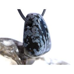 Schneeflockenobsidian Schmuckstein / Trommelstein gebohrt - Sonderqualit�t - ca. 2,8 cm x 1,9 cm x 1,5 cm