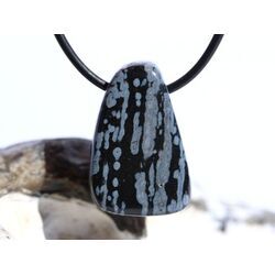 Schneeflockenobsidian Schmuckstein / Trommelstein gebohrt - Sonderqualit�t - ca. 2,8 cm x 1,9 cm x 1,5 cm