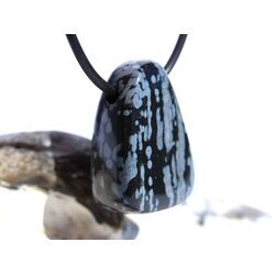 Schneeflockenobsidian Schmuckstein / Trommelstein gebohrt - Sonderqualit�t - ca. 2,8 cm x 1,9 cm x 1,5 cm