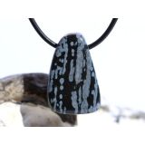 Schneeflockenobsidian Schmuckstein / Trommelstein gebohrt - Sonderqualität - ca. 2,8 cm x 1,9 cm x 1,5 cm