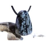Schneeflockenobsidian Schmuckstein / Trommelstein gebohrt - Sonderqualität - ca. 2,8 cm x 1,9 cm x 1,5 cm