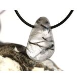 Turmalinquarz Schmuckstein / Trommelstein gebohrt - Sonderqualität - ca. 3,3 cm x 2,1 cm x 1,4 cm