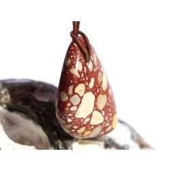 Trmmer-Jaspis (Trmmerjaspis / Konglomerat) Trommelstein gebohrt - Sonderqualitt - Raritt - ca. 3,5 cm x 2,4 cm x 0,7 cm (GKS)