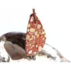 Trmmer-Jaspis (Trmmerjaspis / Konglomerat) Trommelstein gebohrt - Sonderqualitt - Raritt - ca. 3,5 cm x 2,4 cm x 0,7 cm (GKS)
