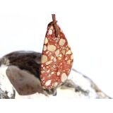 Trümmer-Jaspis (Trümmerjaspis / Konglomerat) Trommelstein gebohrt - Sonderqualität - Rarität - ca. 3,5 cm x 2,4 cm x 0,7 cm (GKS)