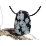 Schneeflockenobsidian Trommelstein / Scheibenstein gebohrt - Sonderqualität - ca. 3,5 cm x 2,4 cm x 1,2 cm