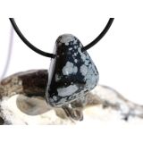 Schneeflockenobsidian Trommelstein / Schmuckstein gebohrt...
