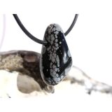 Schneeflockenobsidian Trommelstein / Schmuckstein gebohrt - Sonderqualität - ca. 2,8 cm x 2,2 cm x 1,5 cm