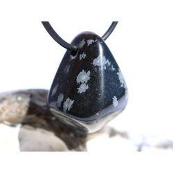 Schneeflockenobsidian Schmuckstein / Trommelstein gebohrt - Sonderqualit�t - ca. 2,9 cm x 2,3 cm x 1,7 cm - Sonderpreis wg. Makel -