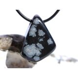 Schneeflockenobsidian Schmuckstein / Trommelstein gebohrt - Sonderqualität - ca. 2,9 cm x 2,3 cm x 1,7 cm - Sonderpreis wg. Makel -