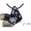 Schneeflockenobsidian Schmuckstein / Trommelstein gebohrt - Sonderqualität - ca. 2,9 cm x 2,3 cm x 1,7 cm - Sonderpreis wg. Makel -
