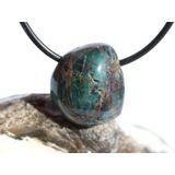 Apatit blau natur Trommelstein gebohrt - ca. 2 cm x 1,8...