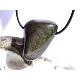 Goldobsidian Trommelstein / Schmuckstein gebohrt -...