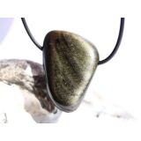Goldobsidian Trommelstein / Schmuckstein gebohrt - AA-Sonderqualität - ca. 3,3 cm x 2,6 cm x 1,7 cm