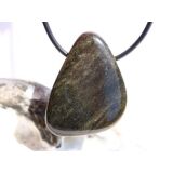 Goldobsidian XL Trommelstein / Schmuckstein gebohrt - Sonderqualität - ca. 3,7 cm x 2,8 cm x 1,3 cm