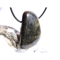Goldobsidian XXL Trommelstein / Schmuckstein gebohrt - Sonderqualitt - ca. 4 cm x 2,4 cm x 1,2 cm